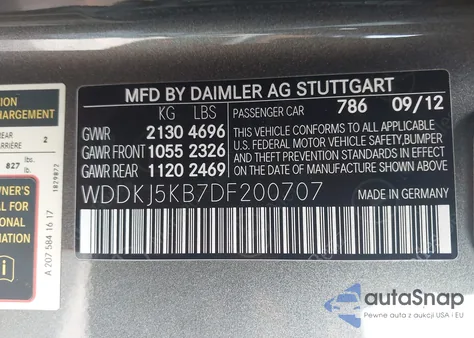 2013 Mercedes-Benz E 350 from USA, damaged, VIN WDDKJ5KB7DF200707